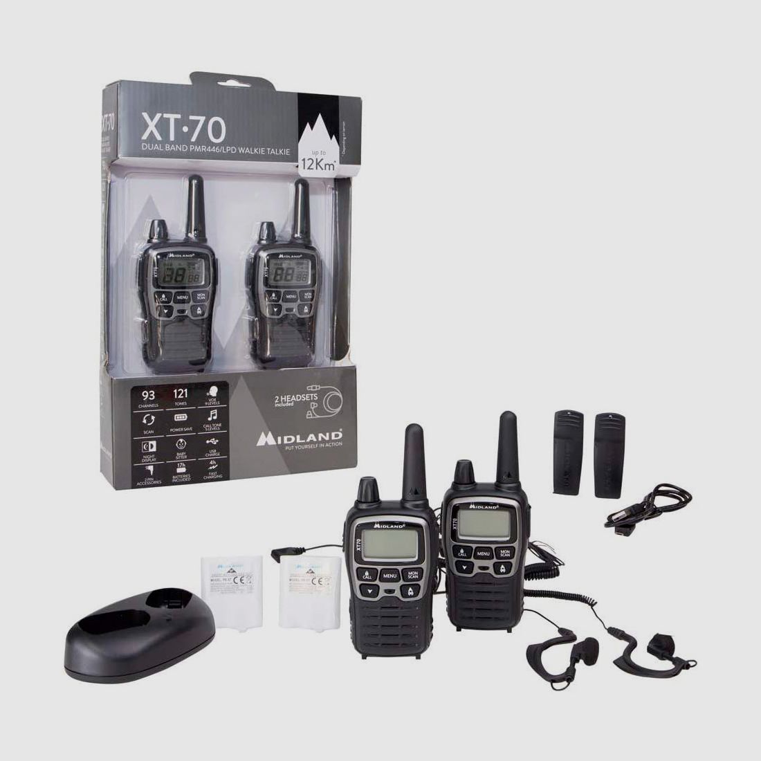 Walkie Talkies MIDLAND XT-70 bibanda PMR446/ LPD Set, Bild 4 von 5