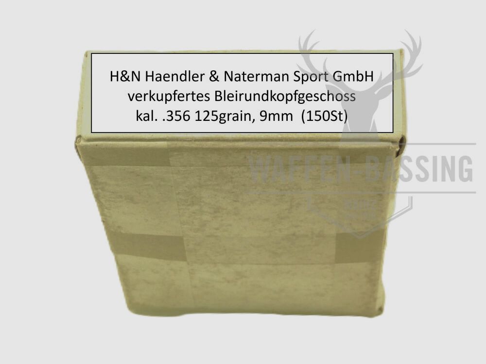 H&N Haendler und Naterman Sport GmbH proiettile a testa tonda in piombo placcato rame, cal. .356, 125 gr, HS