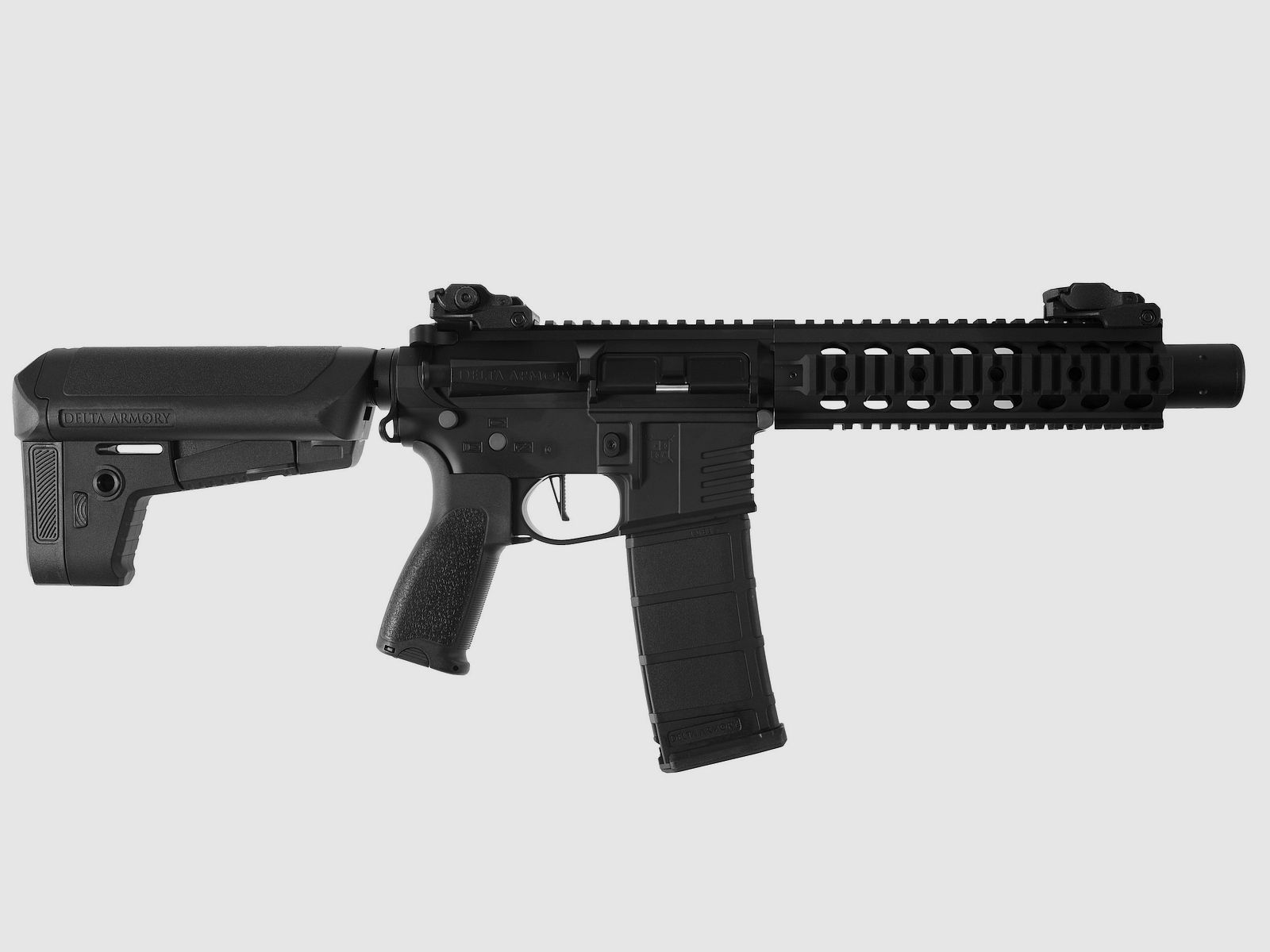 AR15 SilentOps 8 Zoll ALPHA Vollmetall Delta Armory Schwarz S-AEG Airsoft Gewehr Frei ab 18 Jahren