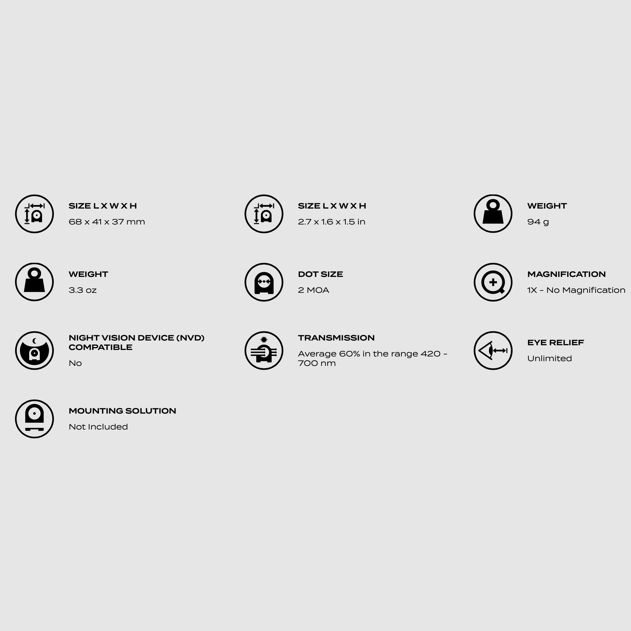 Aimpoint 682510205 Micro H-2 Black Red Dot 2 MOA without mounting