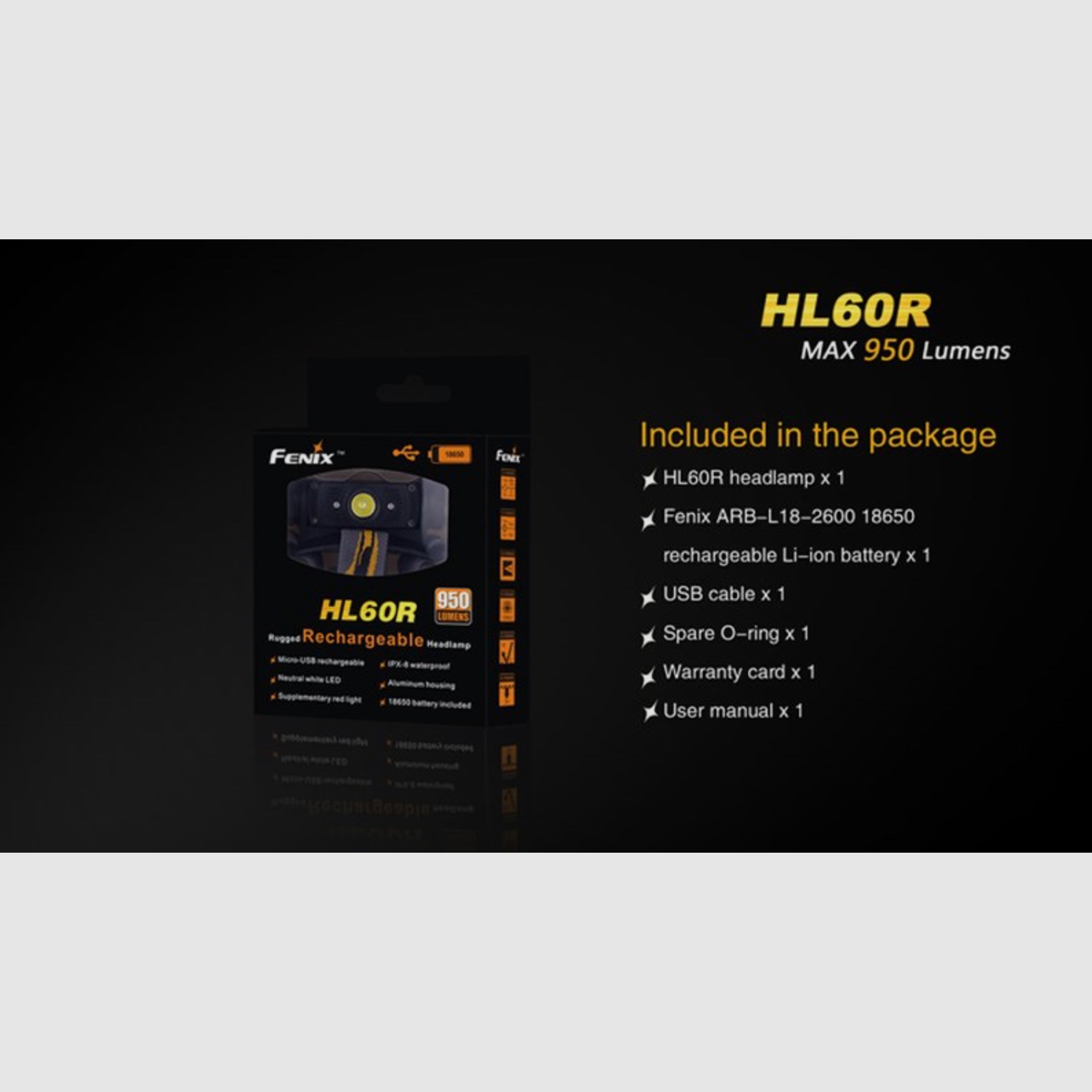 Fenix FEHL60R-Desert LED Stirnlampe HL60R mit USB Anschluss Desert