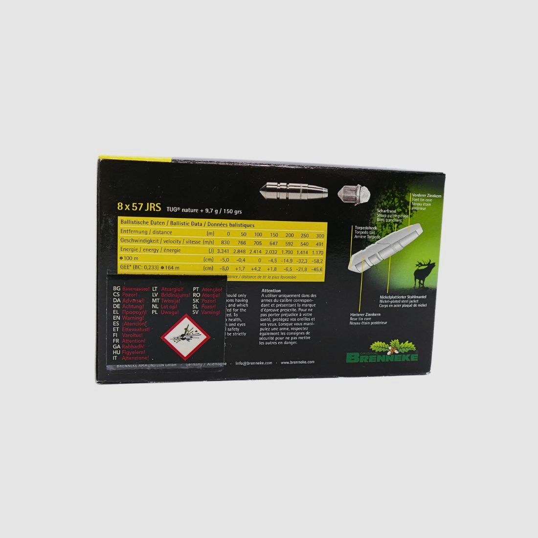 Brenneke 8x57IRS TUG Nature+ - 9,7g/150gr Büchsenpatronen Bleifrei
