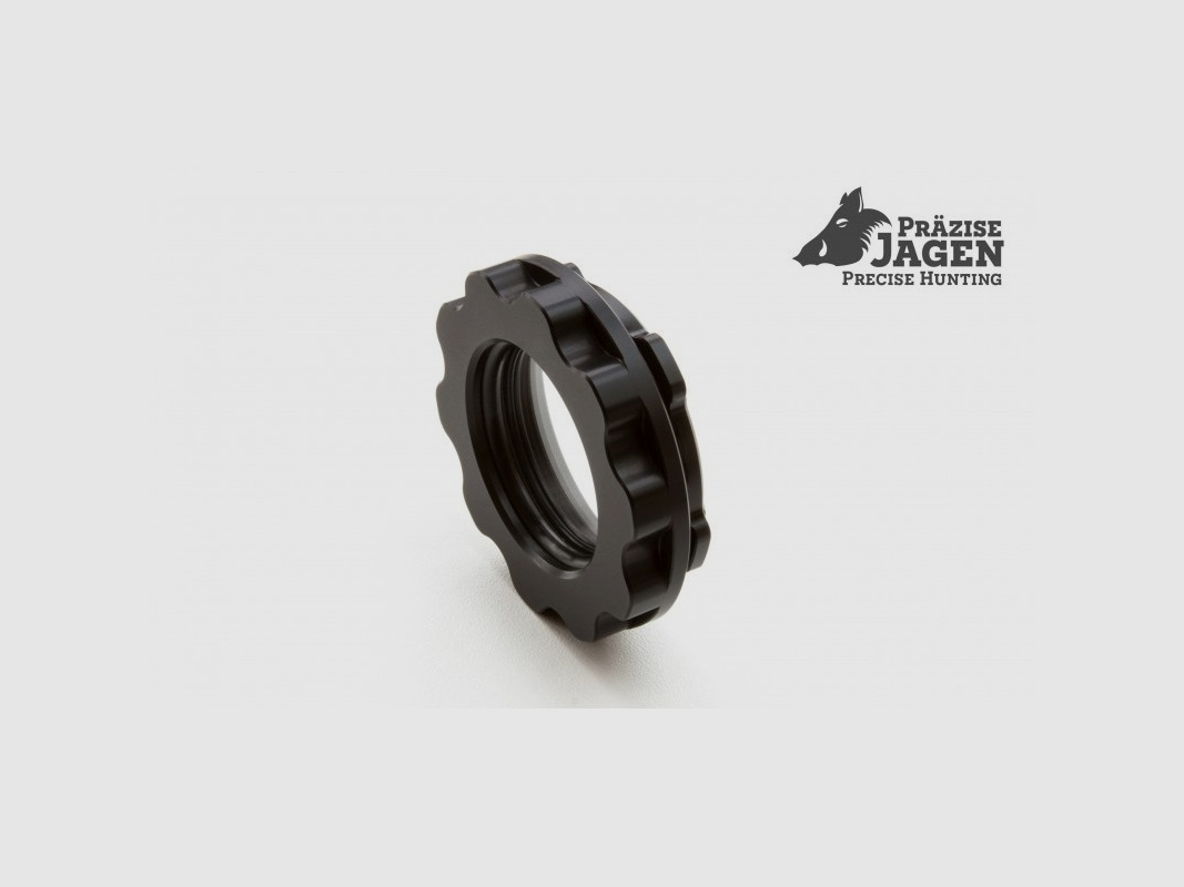 Small closure cap with glass (clamping sleeves up to 61) for precise hunting adapter