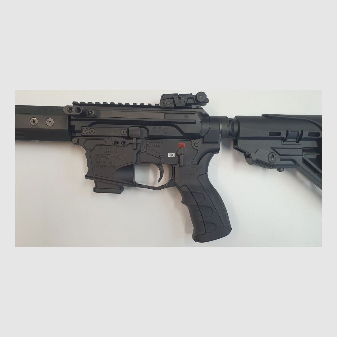 GWMH AG Selbstladebüchse GWMH SPC-SPORTER A5 10" (SWISS PISTOL CARBINE) BLACK Kal.9x19 AR15 Glock Magazin