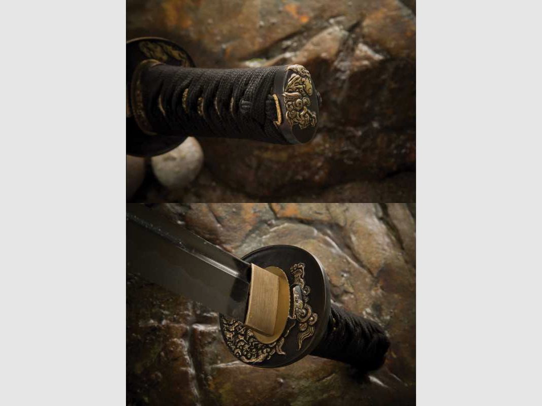 Cold Steel Gold Lion Katana Damaststahl Samurai Schwert