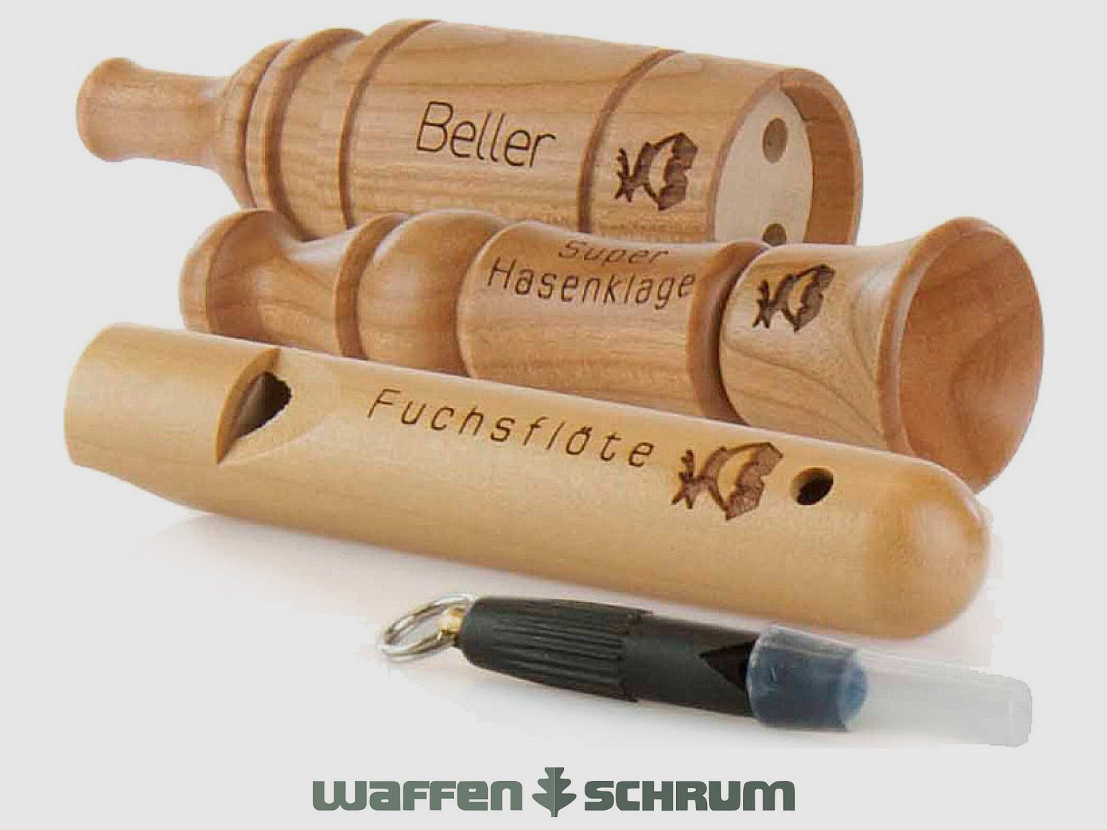 Weisskirchen Fuchsreiz- und Ranzzeitset 4 teilig - mit Lodenetui