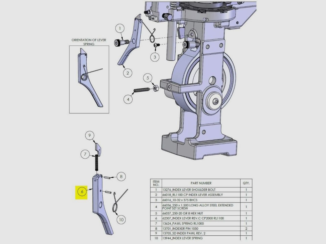 Dillon 1100/2000 Index Lever - Parte