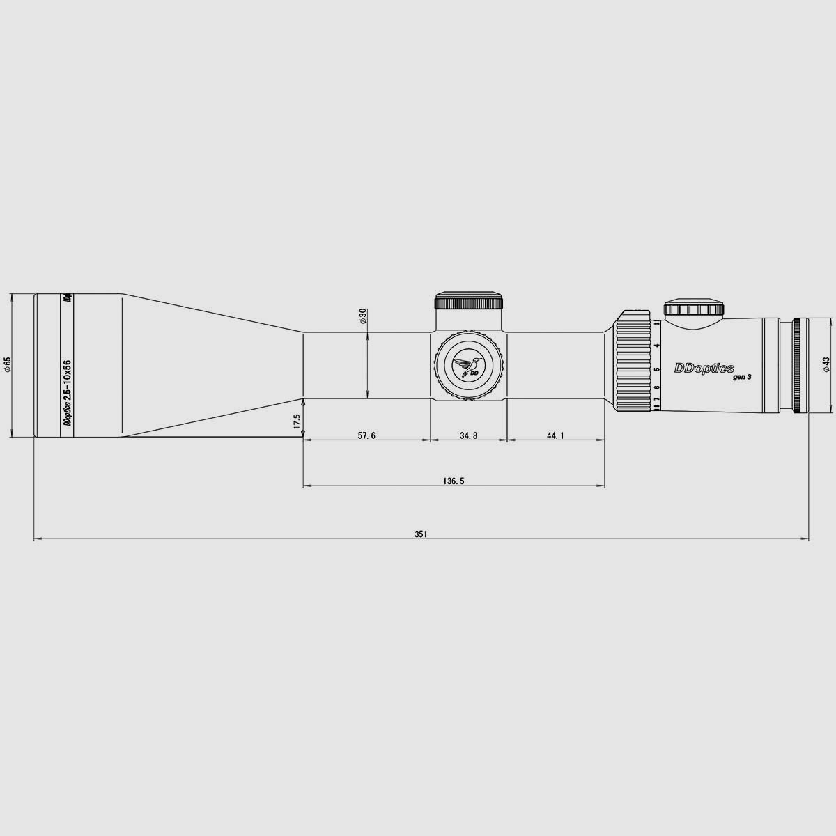 DDoptics Zieloptiek Nachtvalk Gen.3 2,5-10x56 A4N MRAD