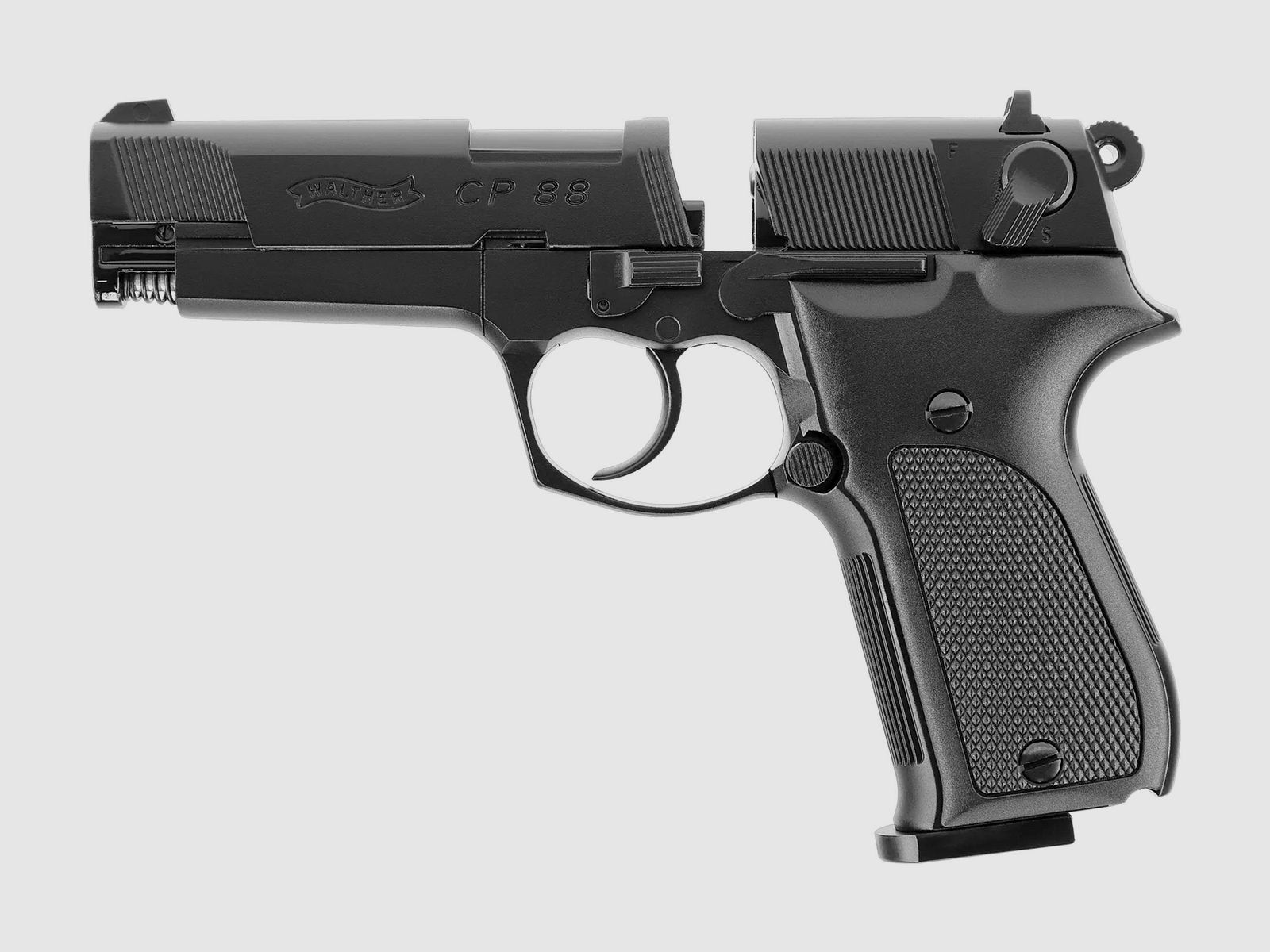 Walther CO2 Pistool CP88 4,5mm Diabolo Zwart - 5 Trommelmagazijnen - NIEUW