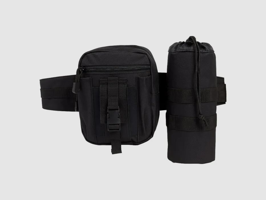 Brandit Taillengürtel "Allround" mit Tasche + Flaschenhalter - Schwarz