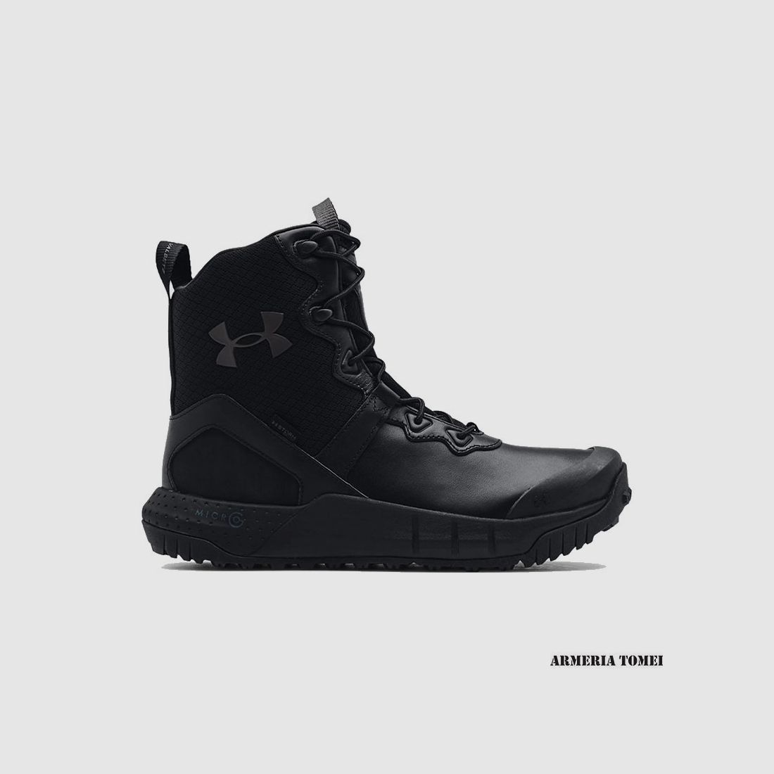 BUTY – UNDER ARMOUR – MĘSKIE – MICRO G® VALSETZ LEATHER WODOODPORNE Tactical Black / Jet Gray – 001, zdjęcie 1 z 5