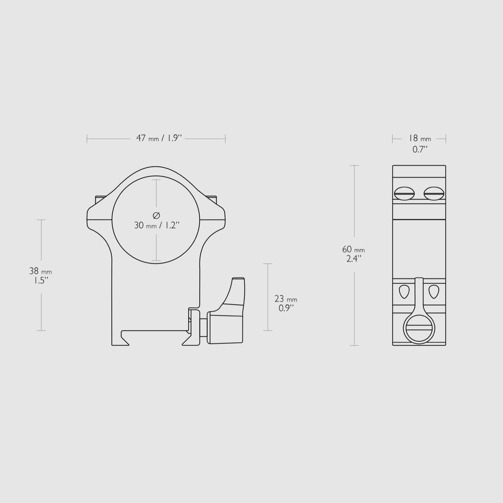 HAWKE 23108 Professional Steel Ring Mounts Weaver 30mm Extra High 60mm Quick Release