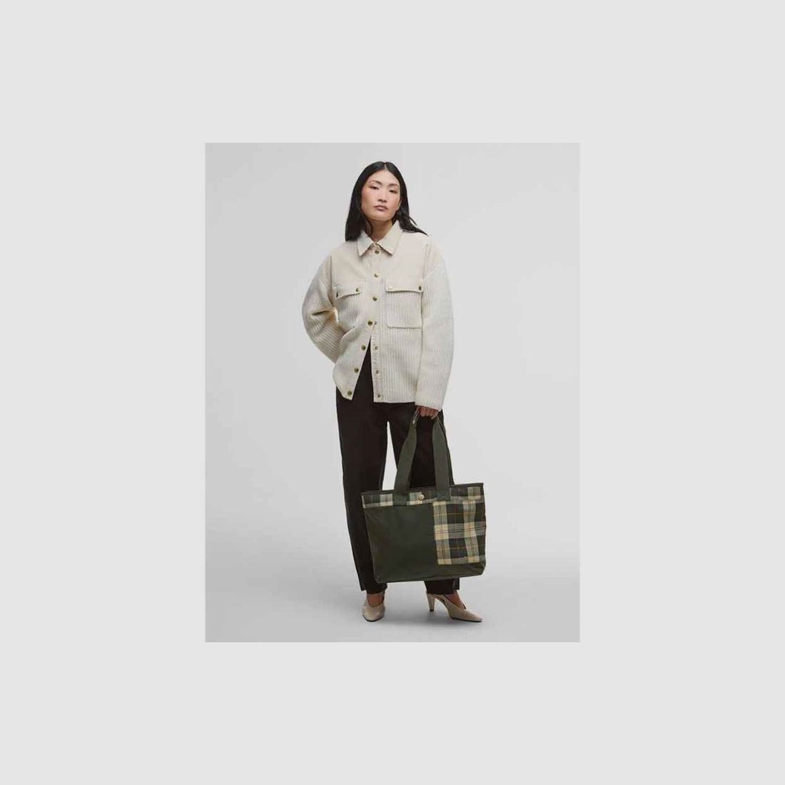 Barbour D-Sac bandoulière Mya Patchwork Tote Bag | sage/ancient check, image 5 sur 6
