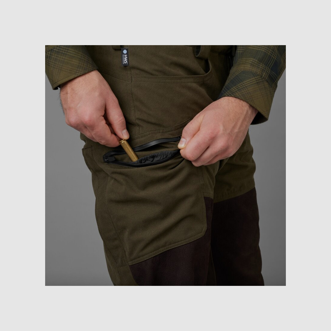 Härkila Driven Hunt HWS Lederhose willow green / shadow brown