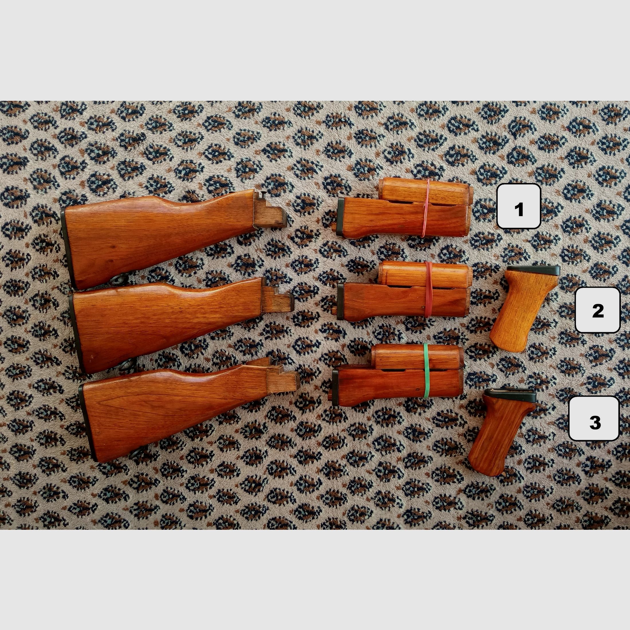 Chinesische Type-56 Schaft-Set aus "Chu-Wood" / Festschaft + Handschutz / Sino AK47  // Norinco SDM Polytech NEDI / Typ 56 
