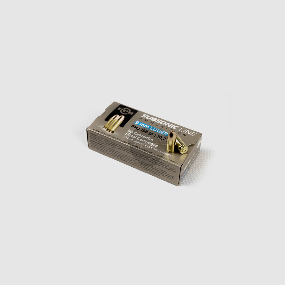 PPU 9×19 FMJ Subsonic 158 Gr 50 Pièces