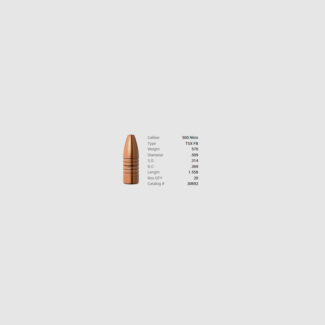 Balle Barnes .500 Nitro/.509 570GR TSX HP FB 20 pièces