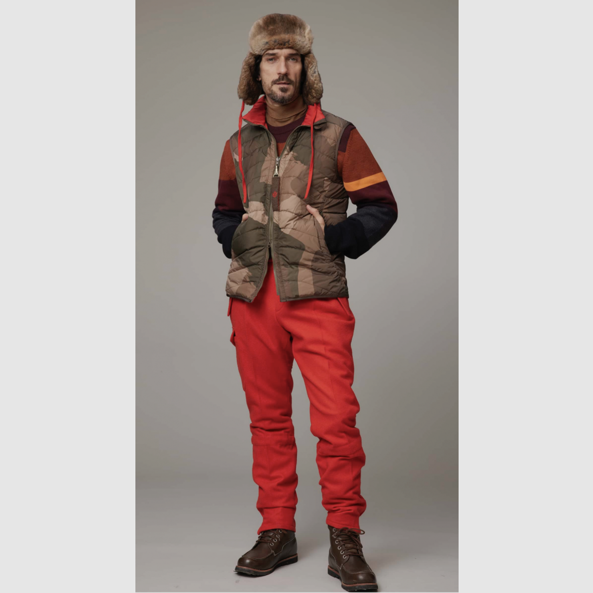 Habsburg Oswald omkeerbare vest Camo/Rood, afbeelding 5 van 7
