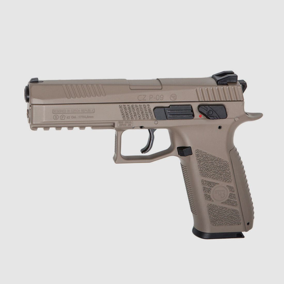 ASG	 CZ P-09 Full FDE Co2 Pistole 4,5mm Diabolo Zielscheiben Set