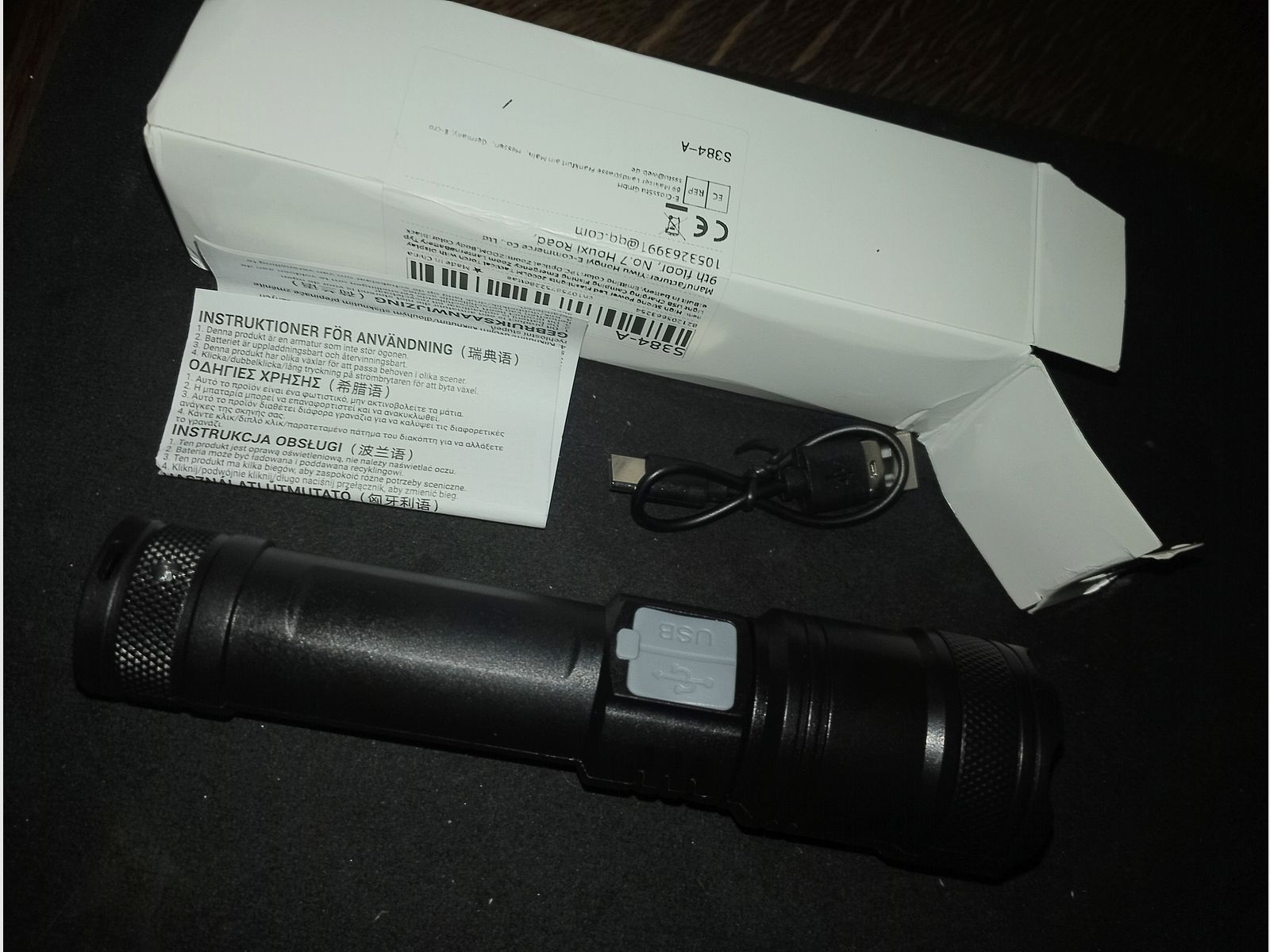 Taschenlampe Strobo funktion Aufladbar usb digital anzeige Zoom tactical Flashlight
