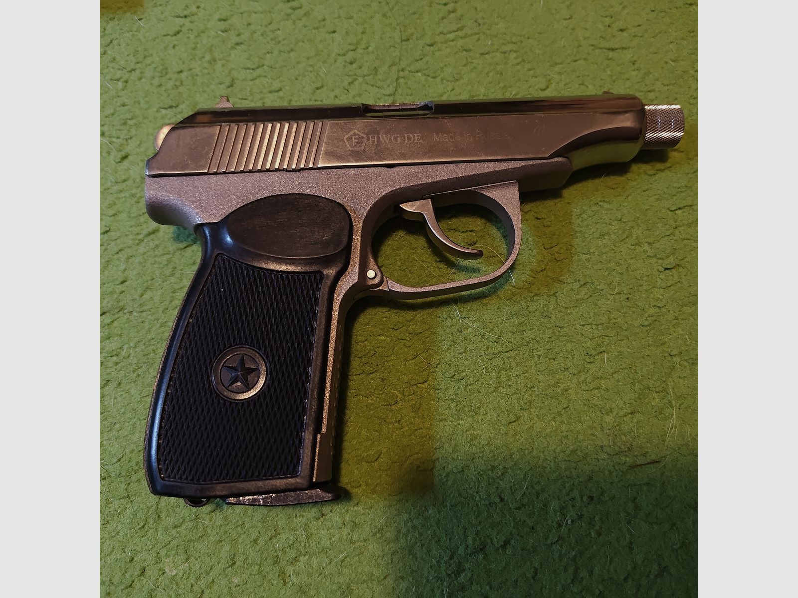 Baikal-Makarov MP-654K Made in Russia - Bruine + zwarte leren holster + 1 bus 4,5mm stalen k. suppressor.