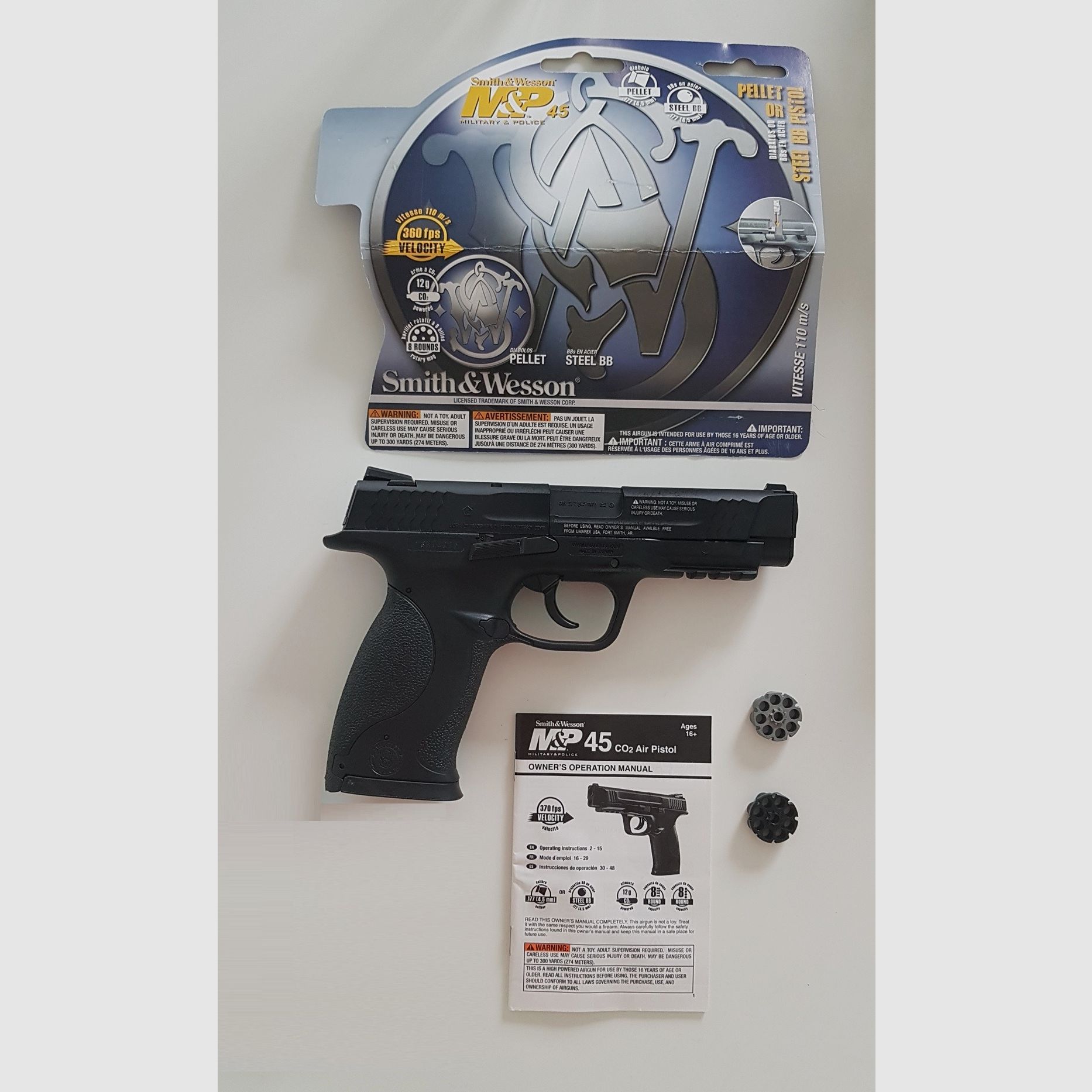 Smith & Wesson M&P 45 4,5 mm Diabolo schwarz Co2-Pistole Luftpistole mit Pistolenkoffer