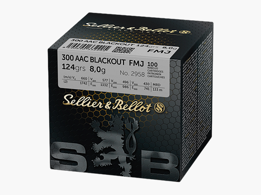 Sellier & Bellot FMJ 124gr .300 AAC Blackout (100 stuks)