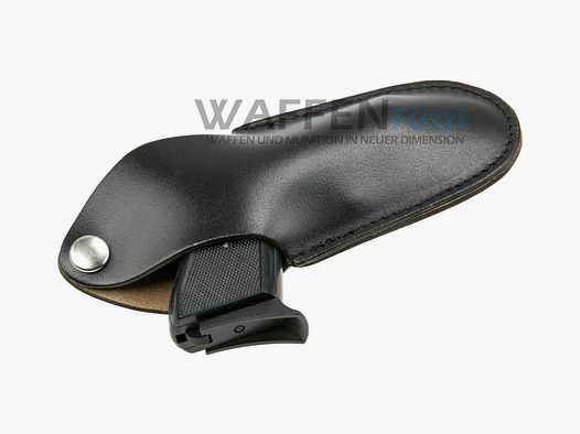 Leather holster with belt clip for small pistols double push button