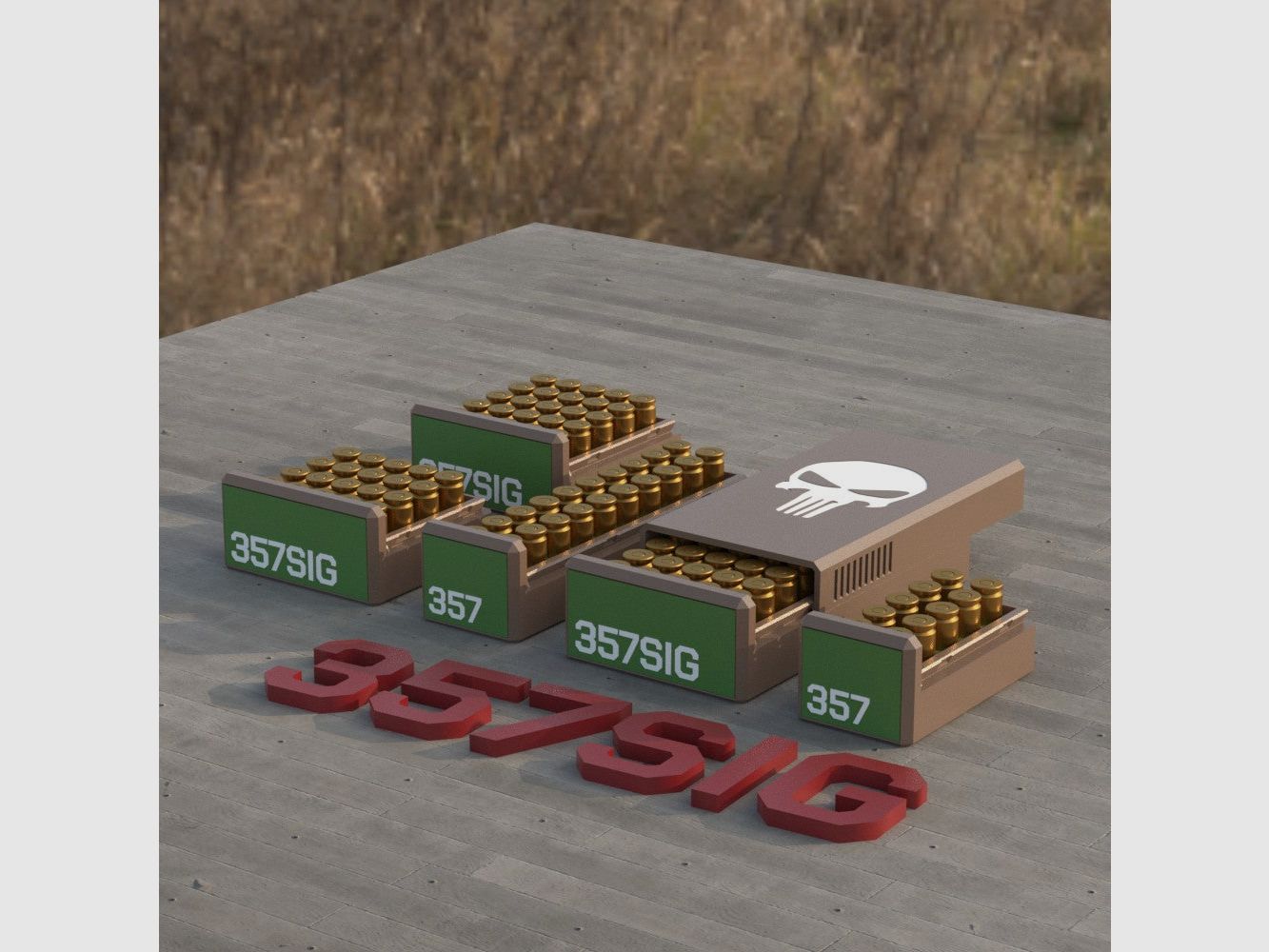 Filamelt Munitionsbox / Ammo .357 SIG – Patronenbox für 50 Schuss, Made in Germany