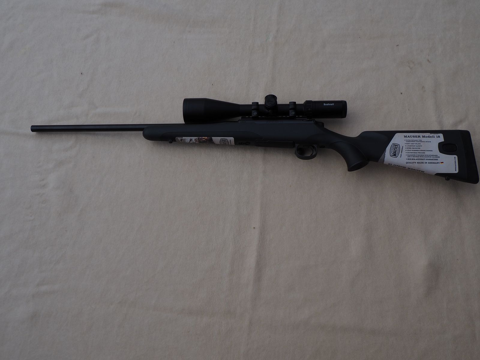 Sehr schöne Mauser, Modell 18, Kaliber 8x 57 IS mit Zielfernrohr Bushnell Prime 3-12x56, Neu 2022 gekauft, ungebraucht!