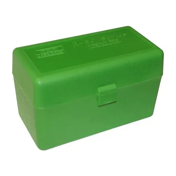 Caja de Almacenamiento para 50 Cartuchos de Caza Calibre 300Win Mag, 7mm Rem Mag + Munición