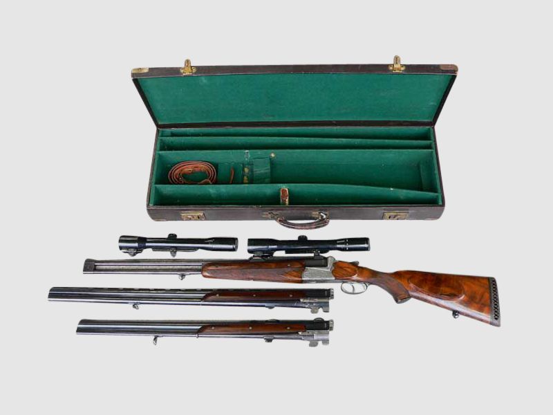 Double rifle, -shotgun Ferlach, cal. (2x7x65R), (16/70, 7x65R), (2x16/70)