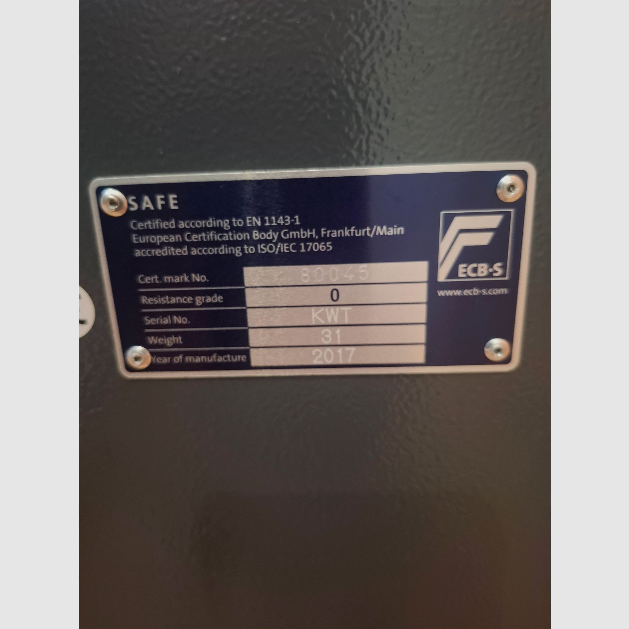 Tresor / Wertschutz-/Waffenschrank Grad 0 – ECB-S – Elektronikschloss