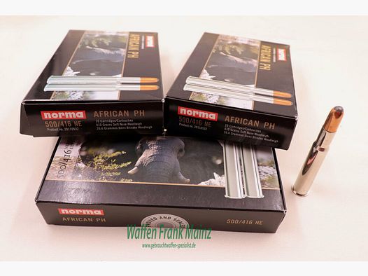 Norma 22 Patronen ''African PH'' .500/.416N.E. 3 1/4''
