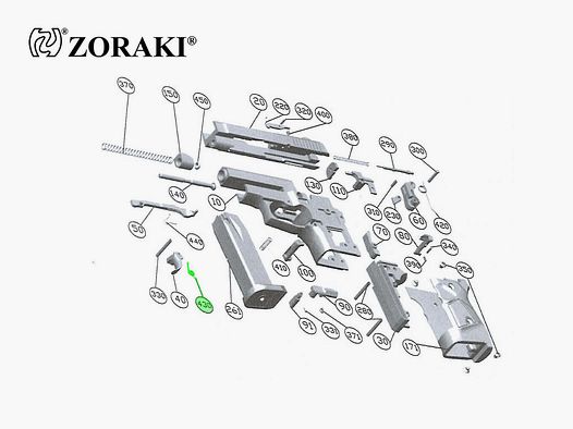 Abzugfeder fĂĽr Schreckschuss Pistole Zoraki 914, Kaliber 9 mm P.A.K., Ersatzteil