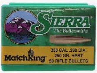 Sierra Projectiles Calibre .338 / 8,5mm HPBT Matchking en 250 Grain