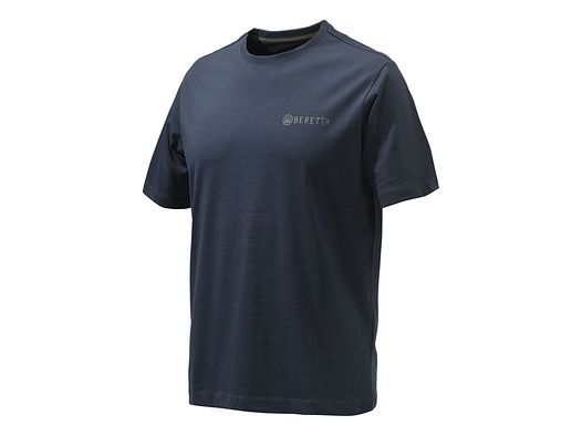 -40% BERETTA T-Shirt CORPORATE Blau mit Beretta-Logo | Jersey Baumwoll Rundhals Shirt Größe: L