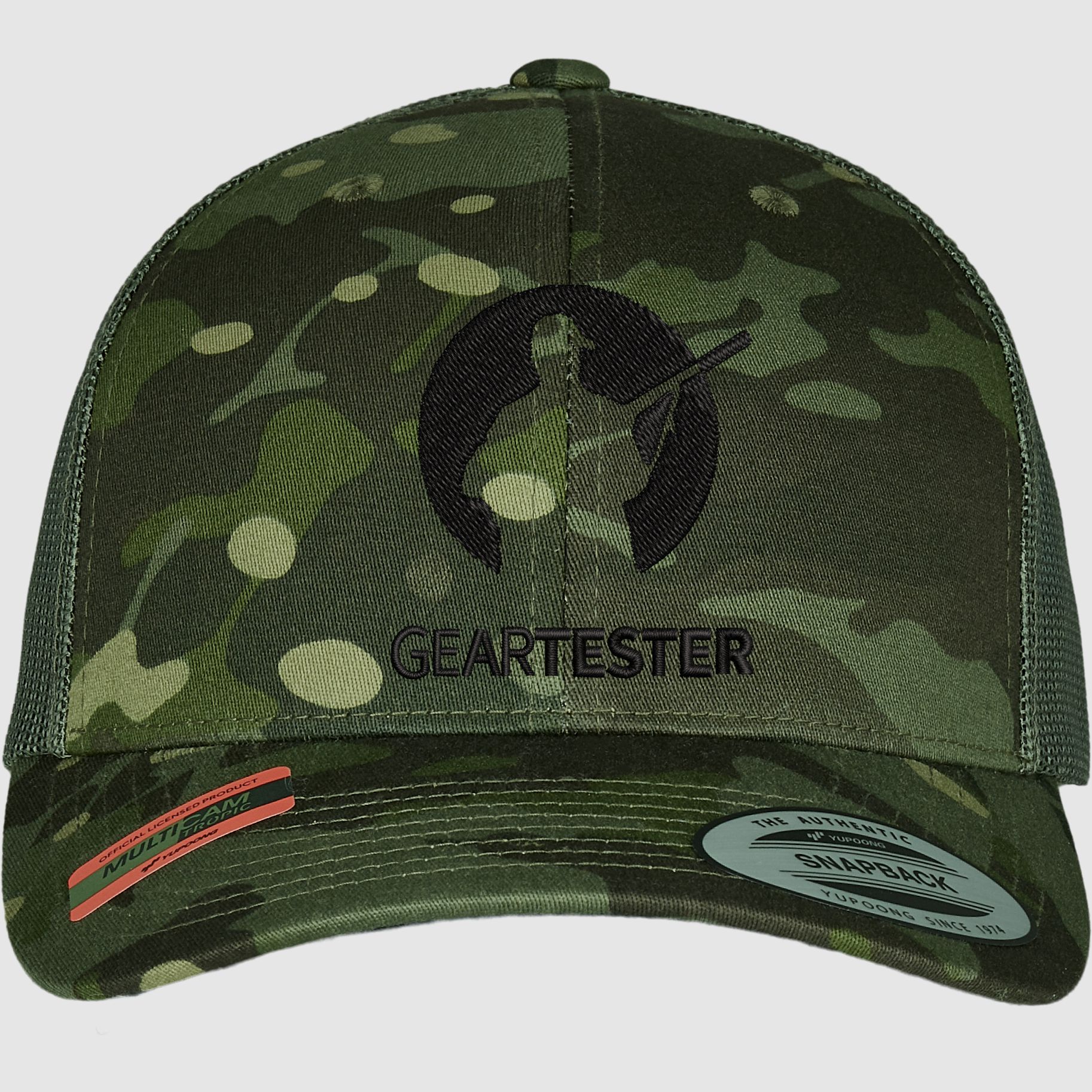 Geartester Multicam Retro Trucker-Kappe, großes Logo