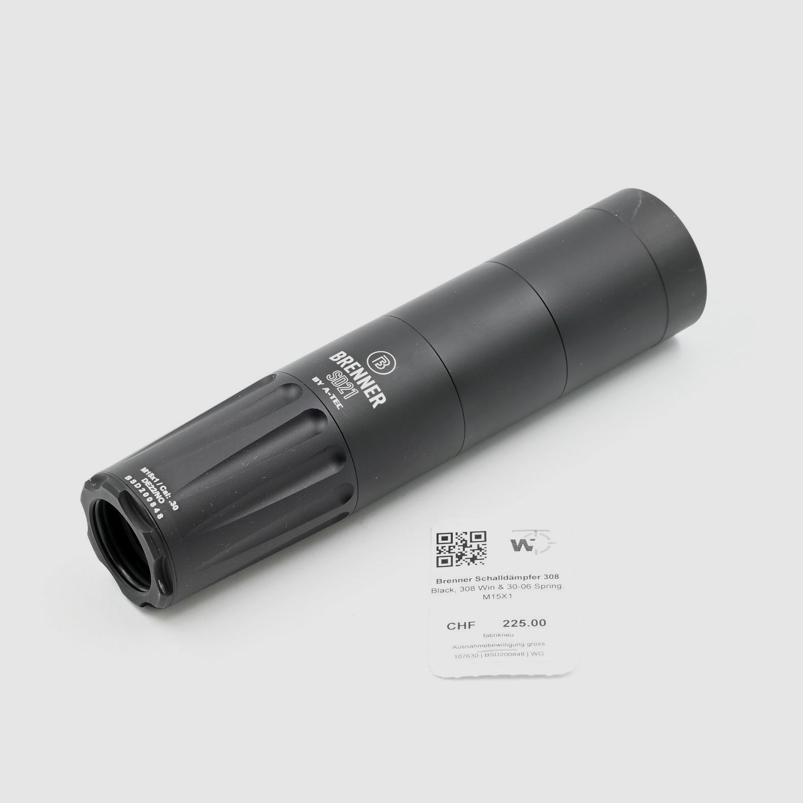 Schalldämpfer Brenner SD21, schwarz, .308 Win., M15x1