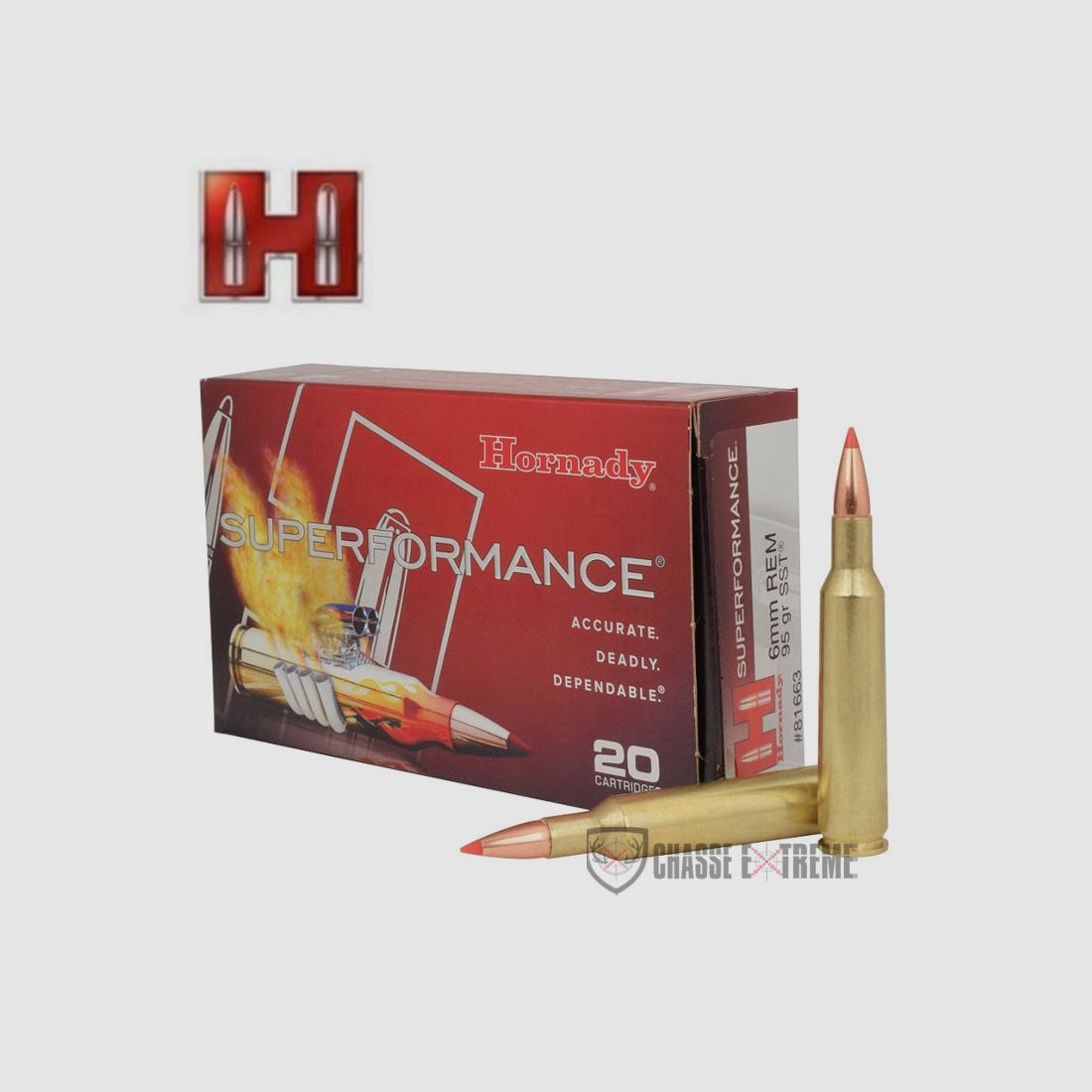 20 Patronen HORNADY Superformance 6mm Rem 95 Gr Sst, Bild 1 von 2