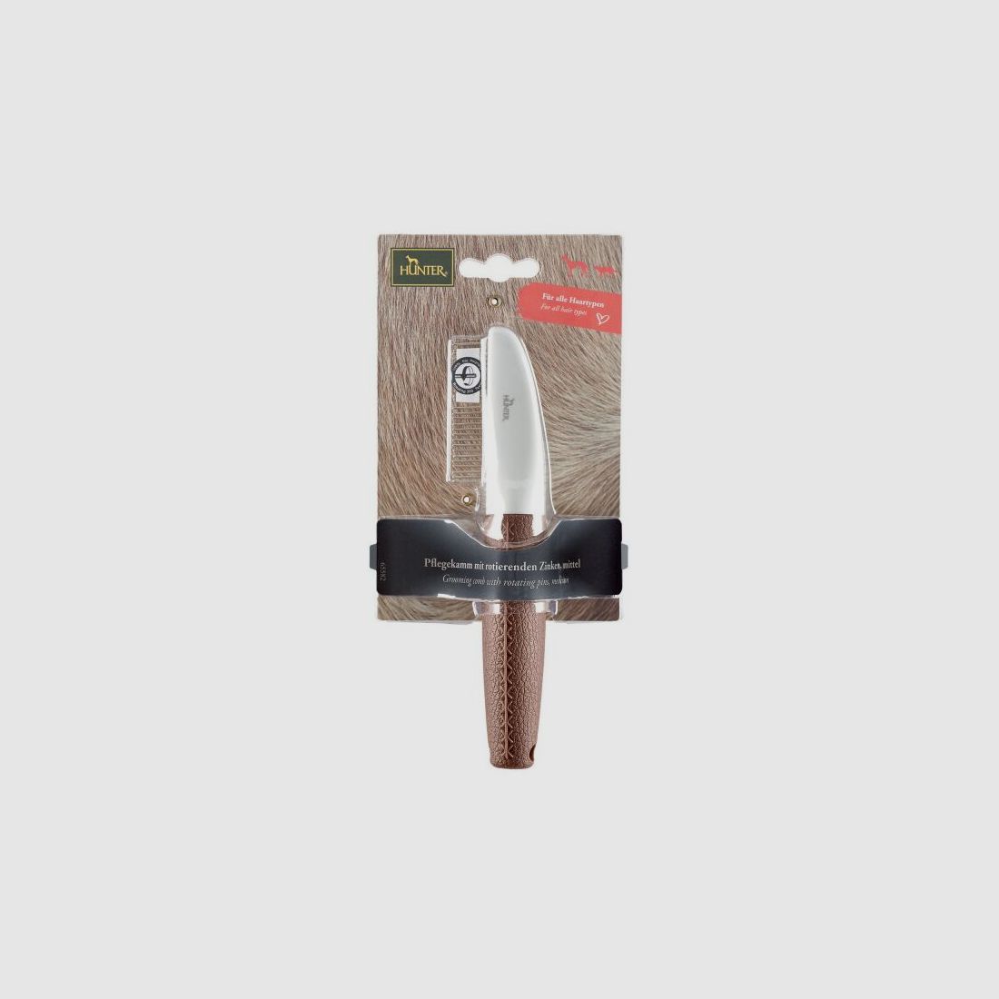 Hunter Pflegekamm Spa mit rotierenden Zinken, M= 19 x 4 cm