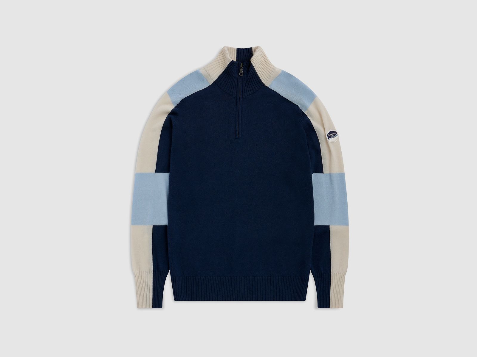 Bergans Lyderhorn Half-Zip Wollpullover Herren Navy Blue/Light Dusty Blue L