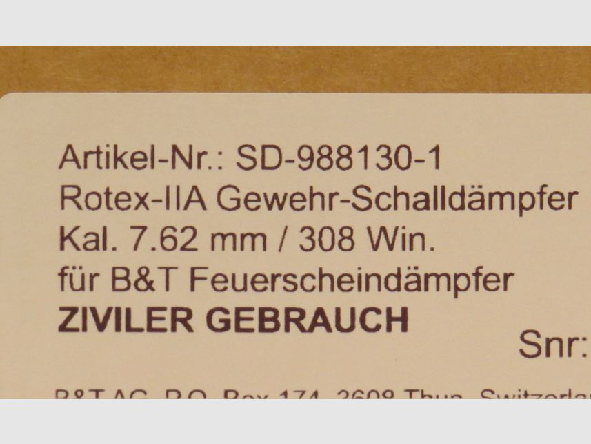 Brügger & Thomet Rotex-IIA Schalldämpfer - Cal .308 Win. - QD Schnellverschluss