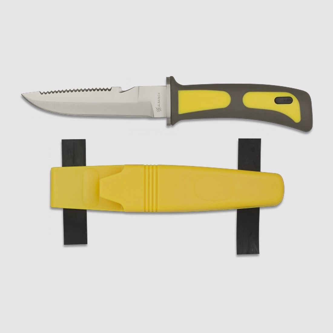 Tauchermesser mit Sgercken und Cutter,Bein-Gummi, GELB
