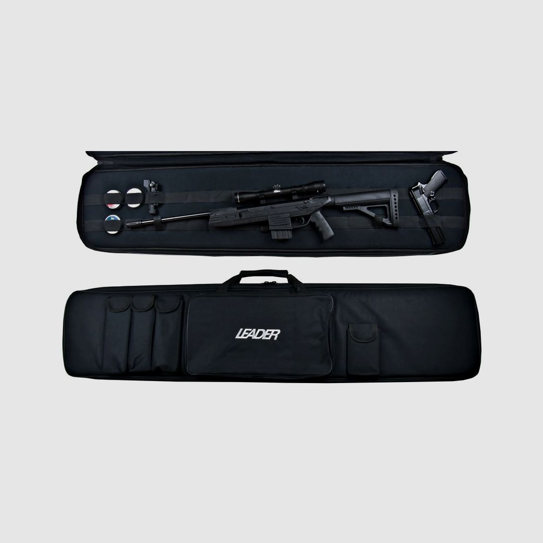 Leader Taktisches Gewehrfutteral, schwarz, 135 x 28 cm, Cordura, 2,5 cm SchaumstofffĂĽllung