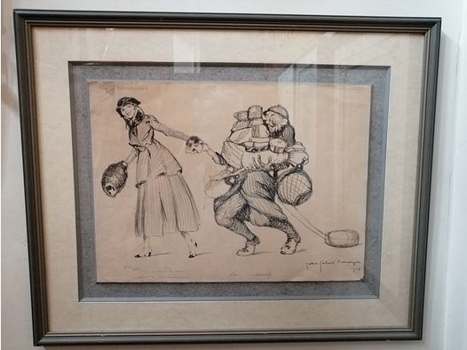 Rare gravure de guerre Jean Gabriel Domergue – peintre des pin-up parisiennes – dédicacée – signée – Vers 1916