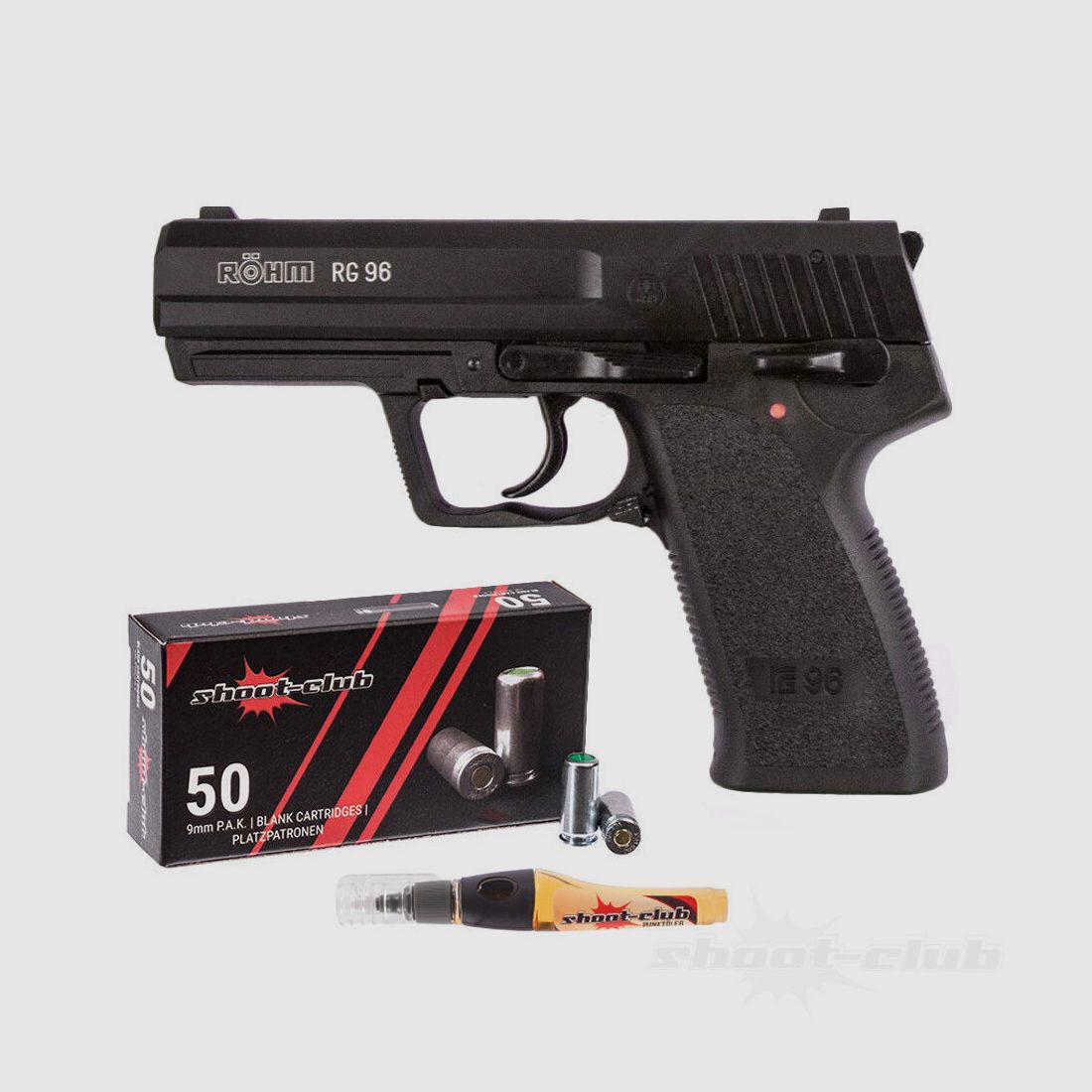 Röhm schreckschusspistool RG 96 zwart 9 mm P.A.K. - SET