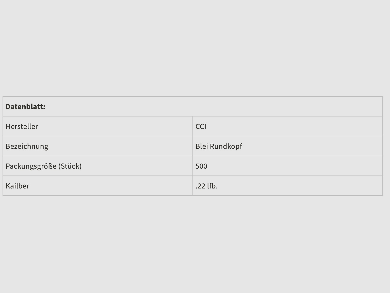 CCI 192737 .22 lfb. Standard Velocity 2,6g 40grs.