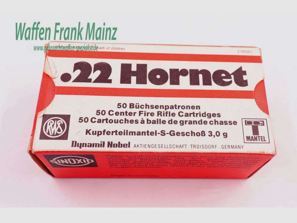 RWS (WZd.Fa.Rottweil) 3,0g Teilmantel .22Hornet