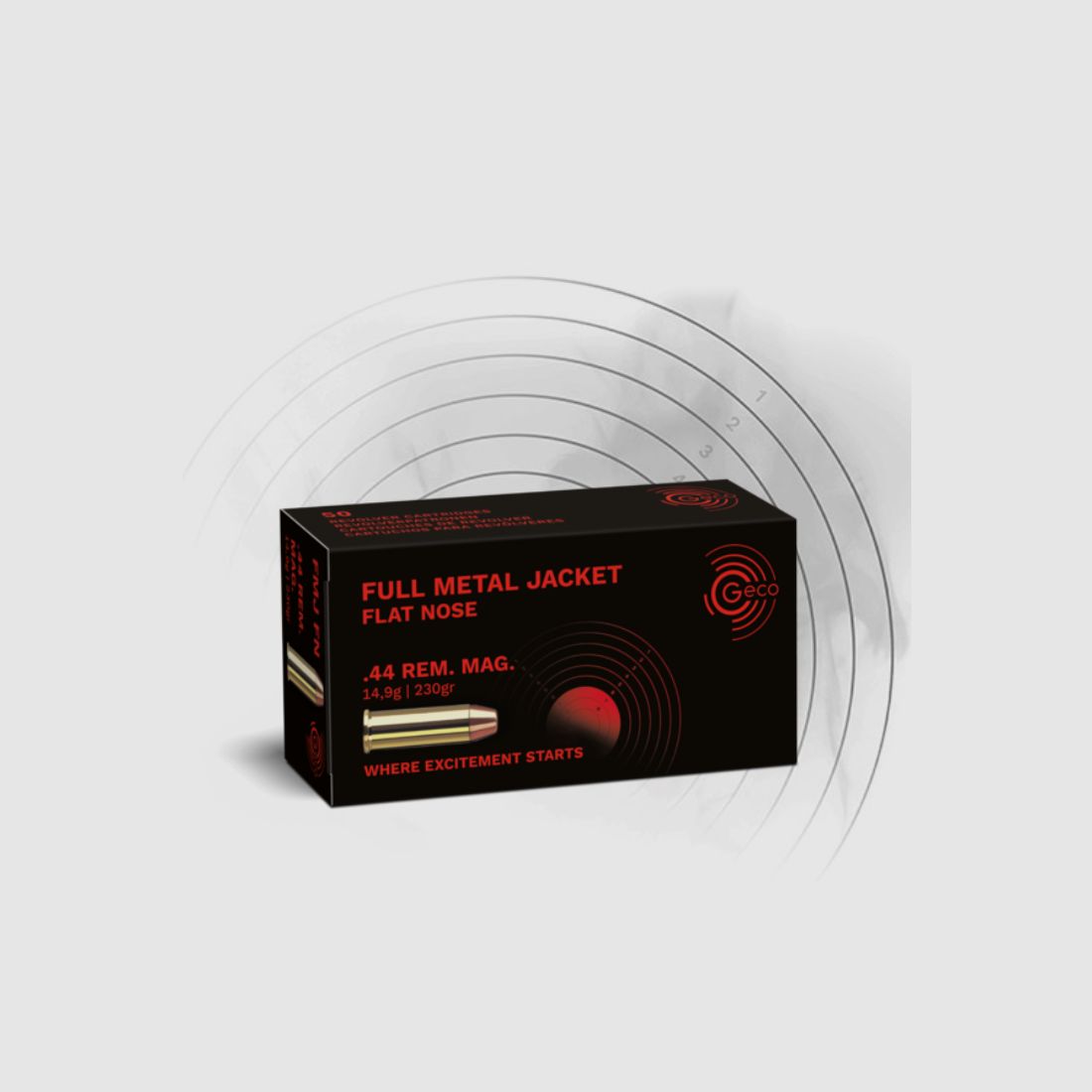 Geco 2402931 .44 Rem. Mag. PEŁNY METALOWY KAPTURKOWY PŁASKI NOS Pistolenmunition